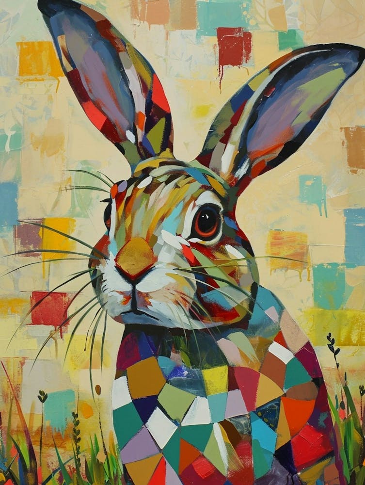Harlequin Rabbit Painting 3