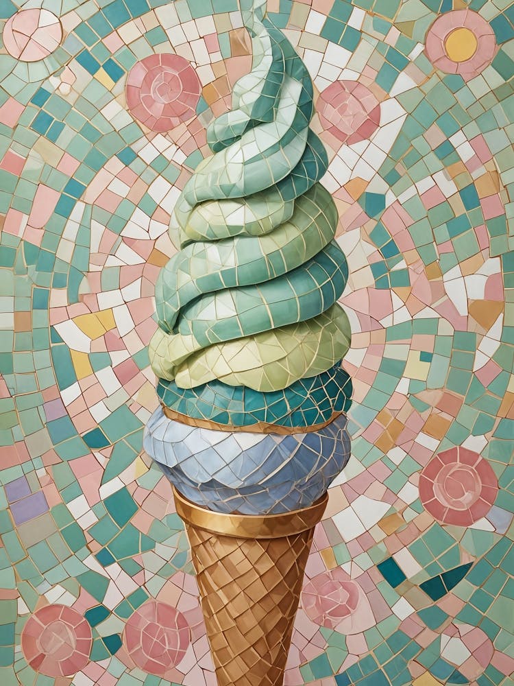 Mosaic Summer Ice Cream Cone no2