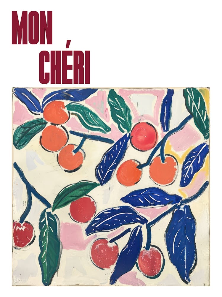 Mon Cheri Poster Cherries Matisse Style 7
