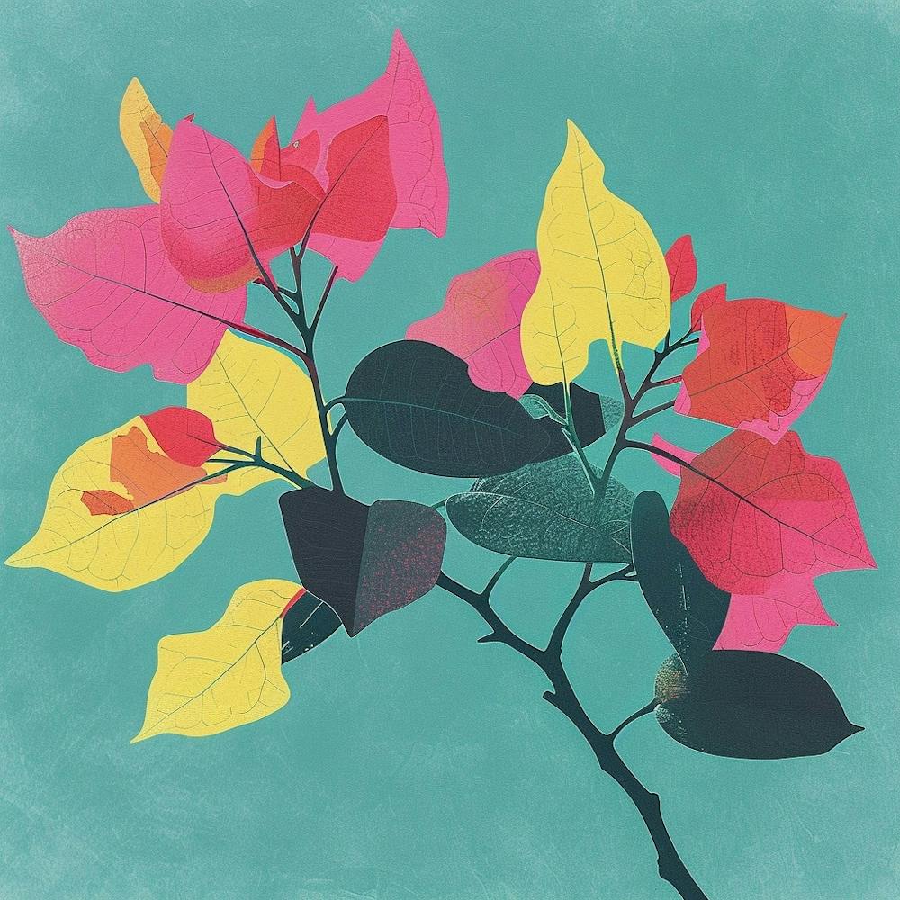 Bougainvillea 1 Square Flower Illustration