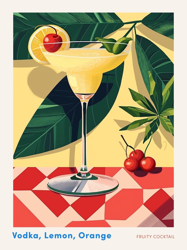 Art Deco Fruity Cocktail Poster