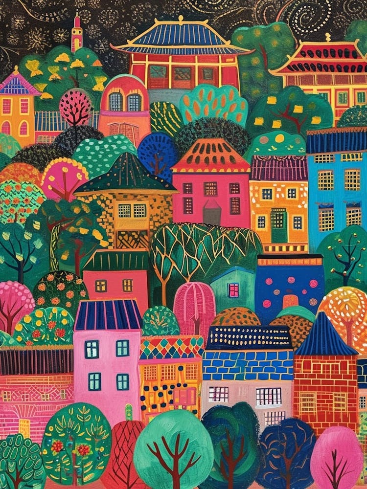 Kitsch Colourful Cityscape 1