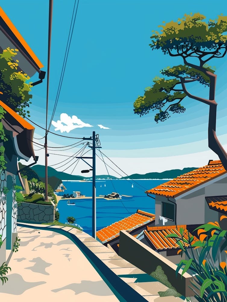 Naoshima Japan Colourful Illustration