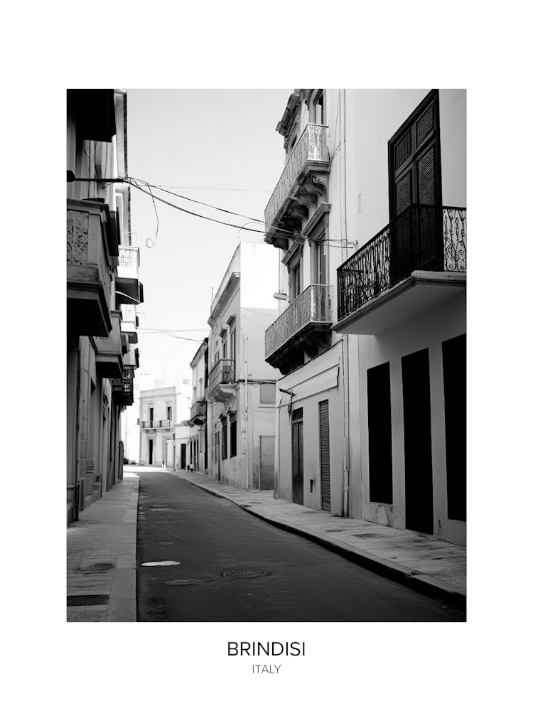 Poster Of Brindisi, Italy, Black And White Photo 4