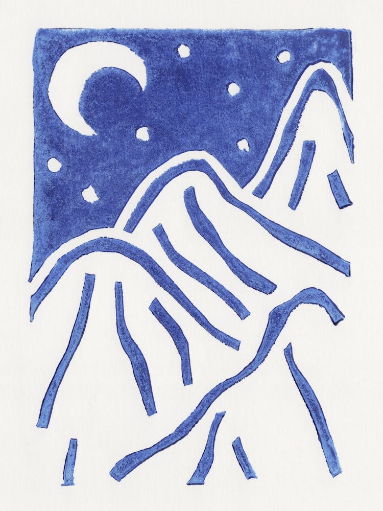 Linocut Starry Night