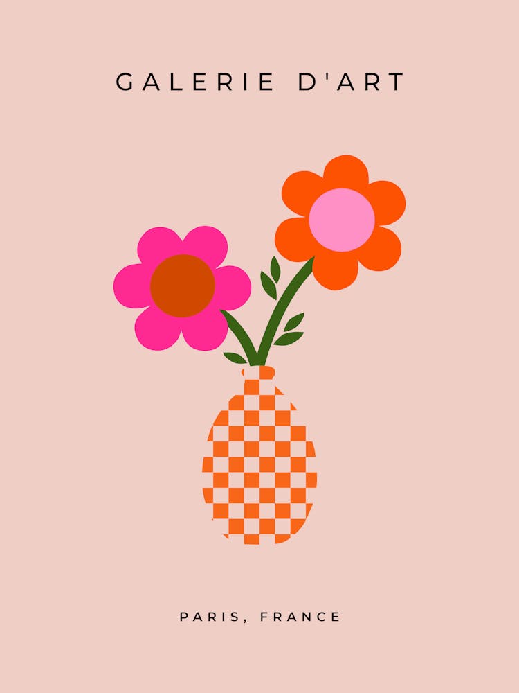 Flower Vase Pink Orange Neutral
