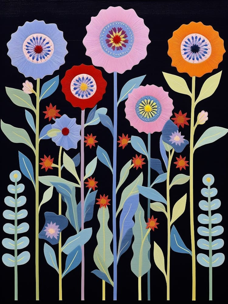 Flower Motif Painting Scabiosa 2