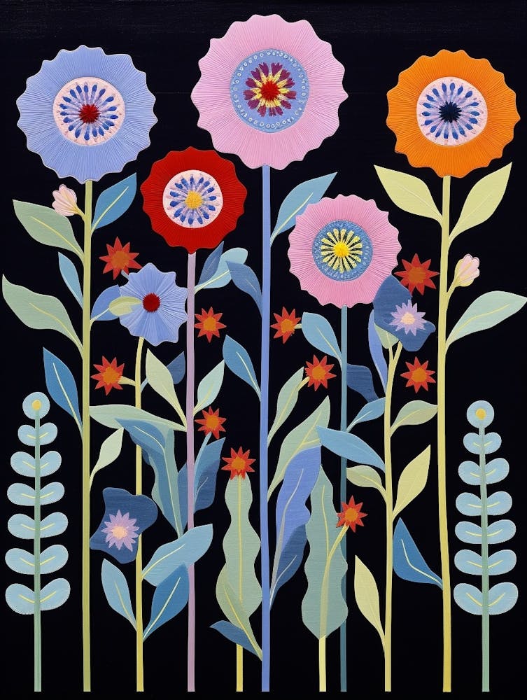 Flower Motif Painting Scabiosa 2