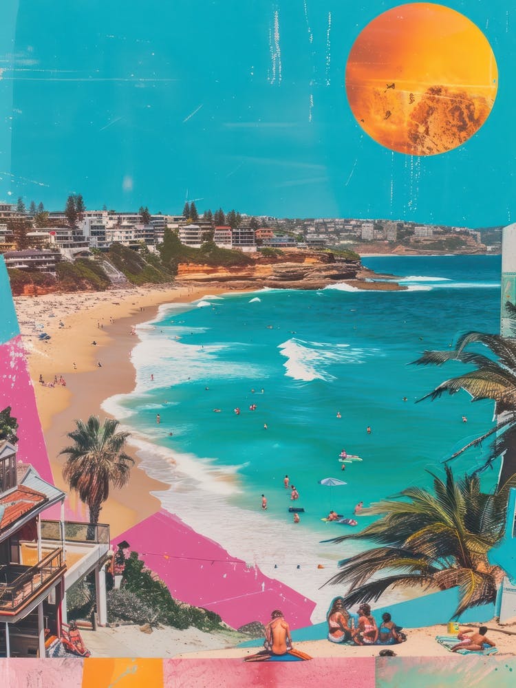 Bondi Beach   Retro Collage Style 3