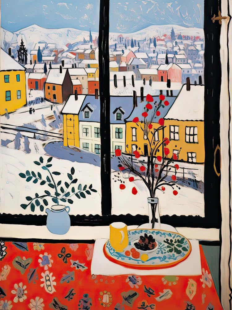 The Windowsill Of Prague   Czech Republic Snow Inspired By Matisse 2