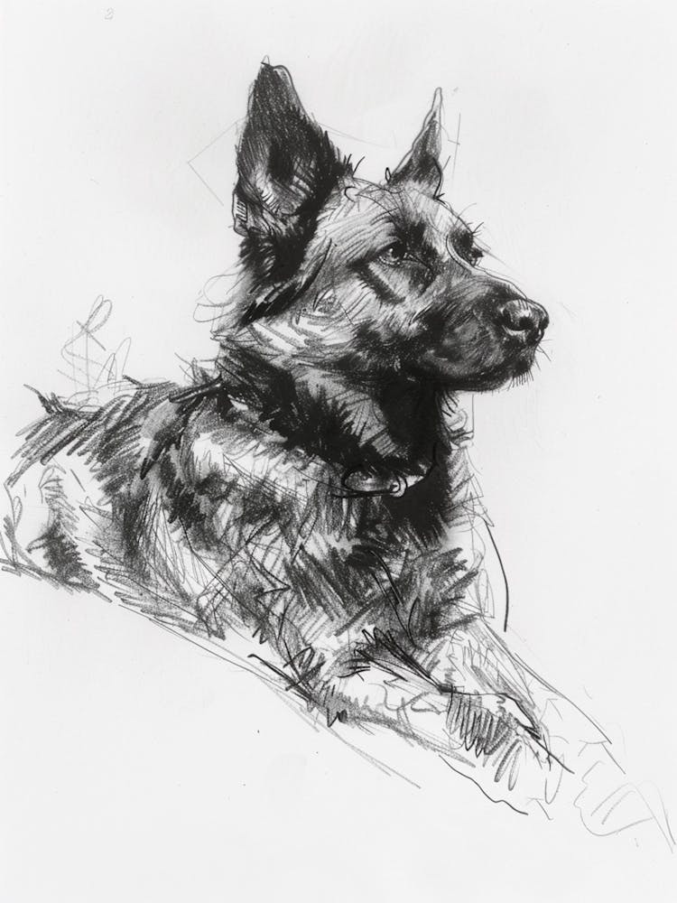 Norwegian Buhund Dog Charcoal Line 1