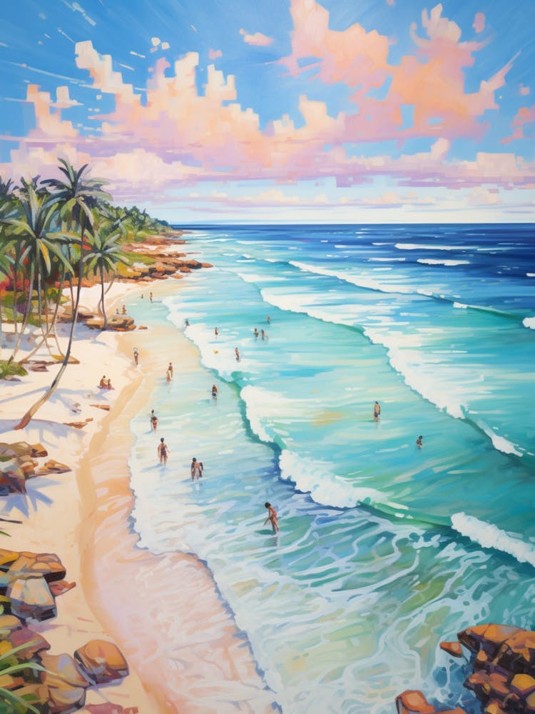 An Oil Painting Of Tulum Beach, Riviera Maya Mexico 3