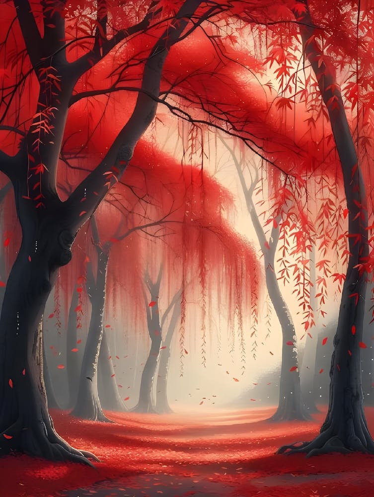 Red Trees In The Forest 1