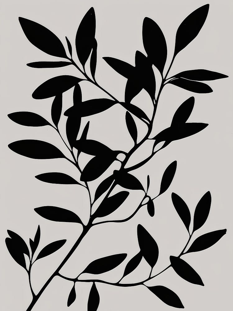 Black And White Leaf Silhouette