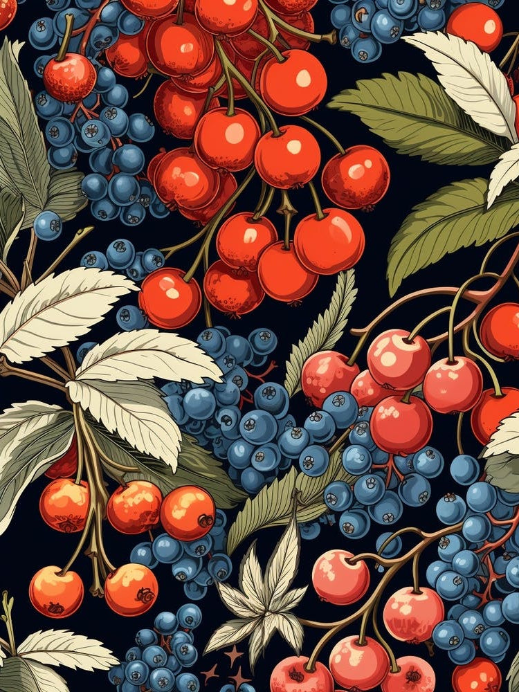 William Morris Style Christmas Botanical 1