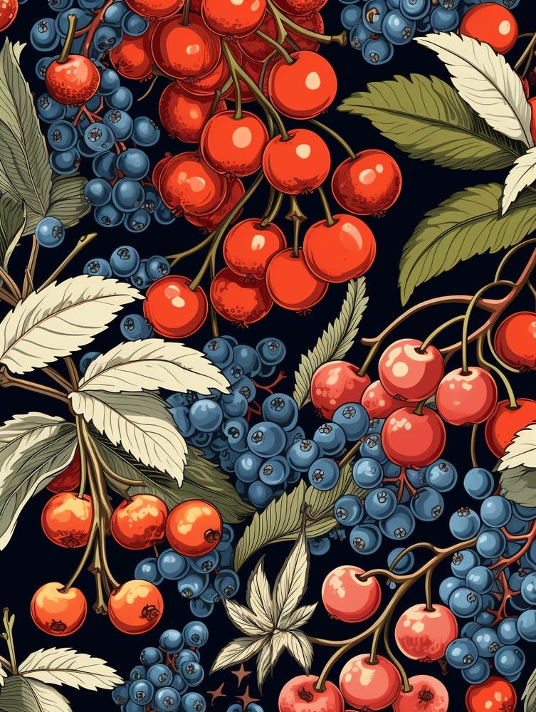 William Morris Style Christmas Botanical 1