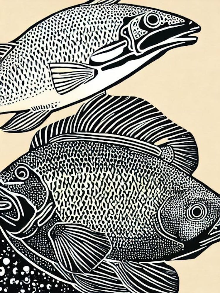 Grouper Linocut