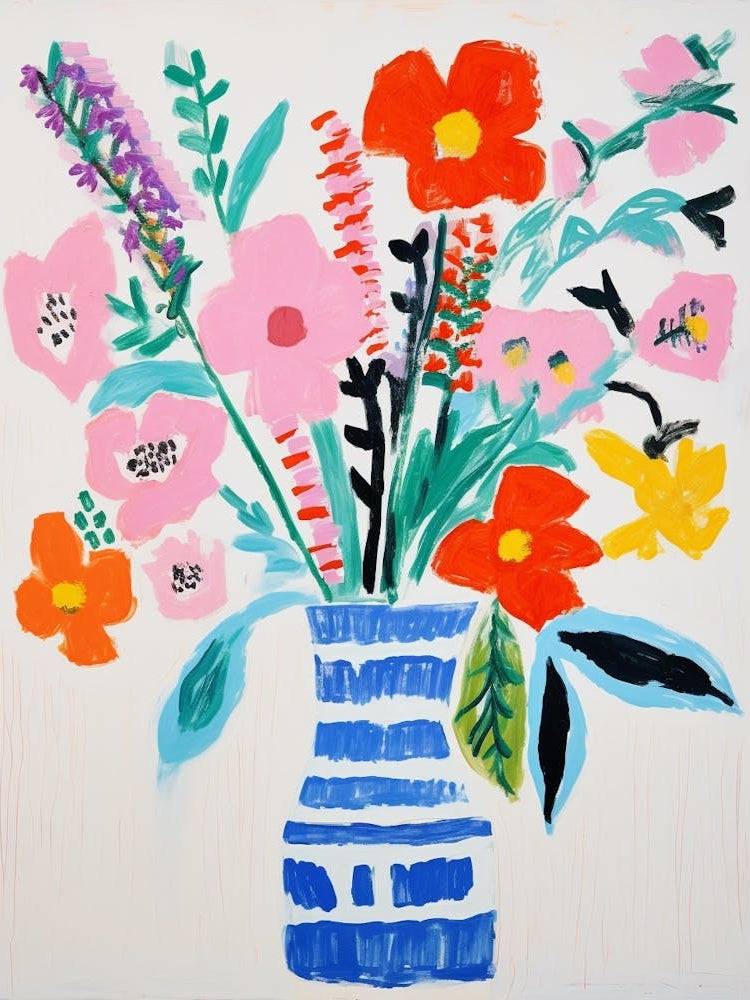 Flower Painting Fauvist Style Hollyhock 2