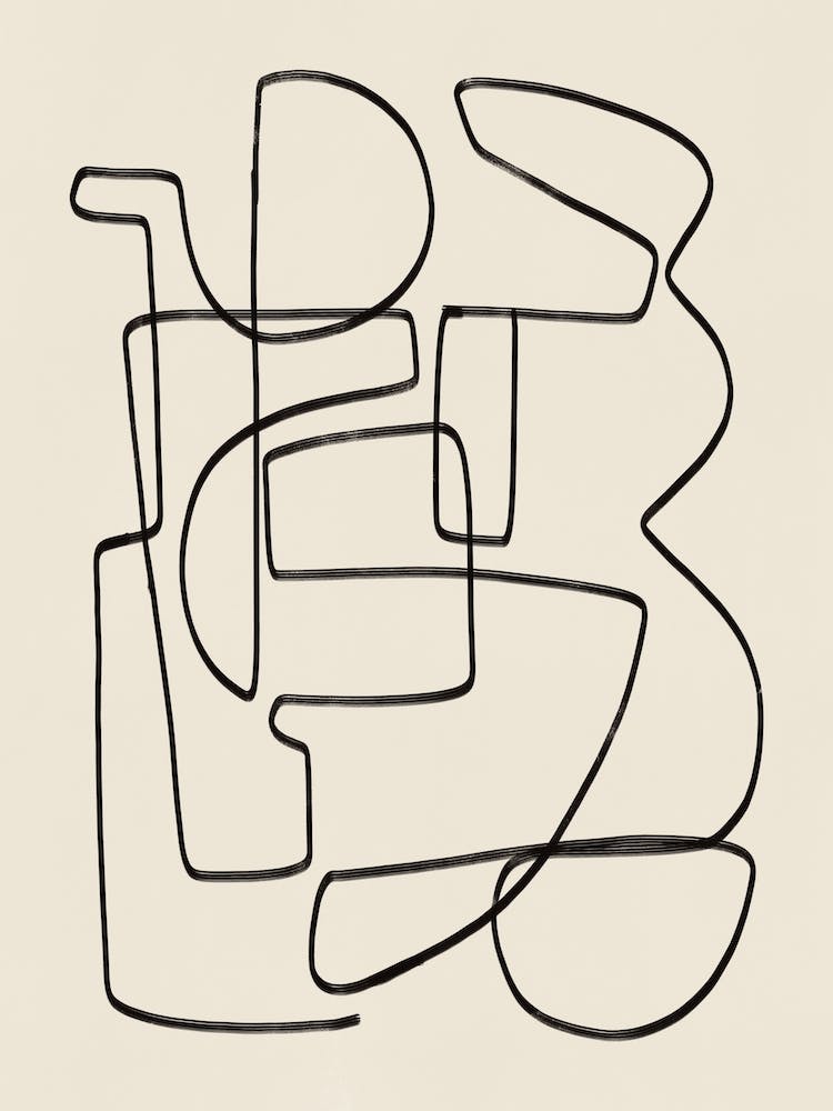 Warm Abstract Line Art Composition