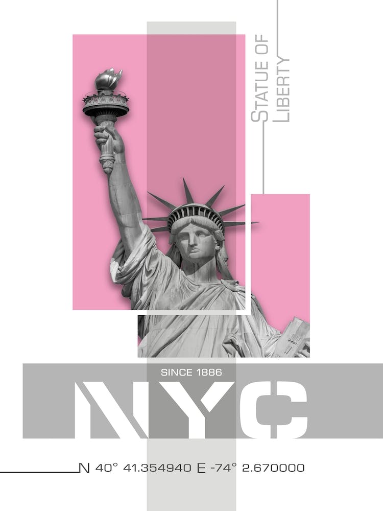 Poster Art Nyc Statue Of Liberty Pink