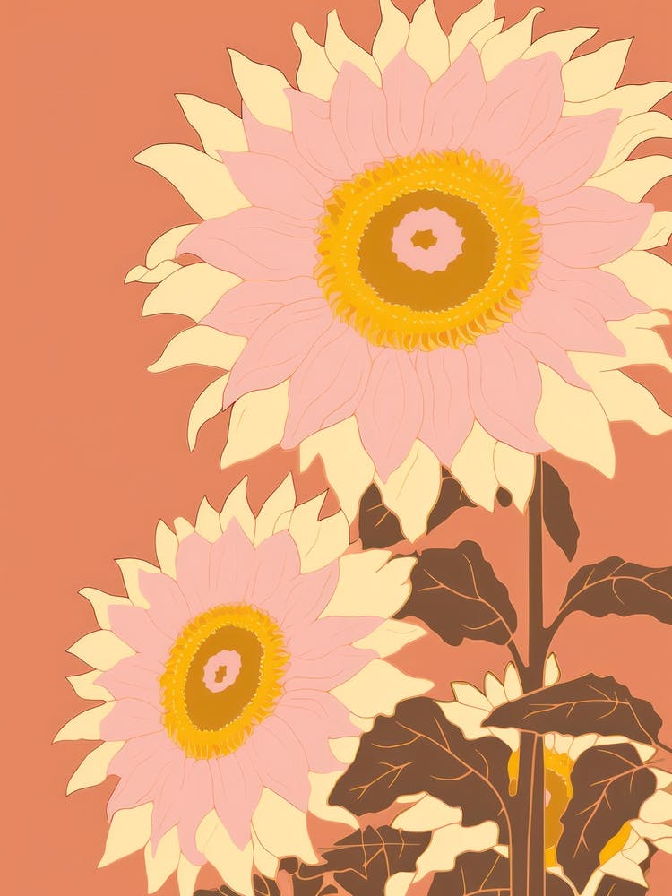 Sunflowers Flower Big Bold Illustration 4