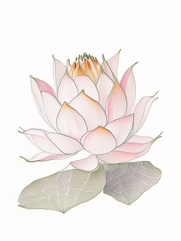 Sacred Lotus Pencil Illustration 2