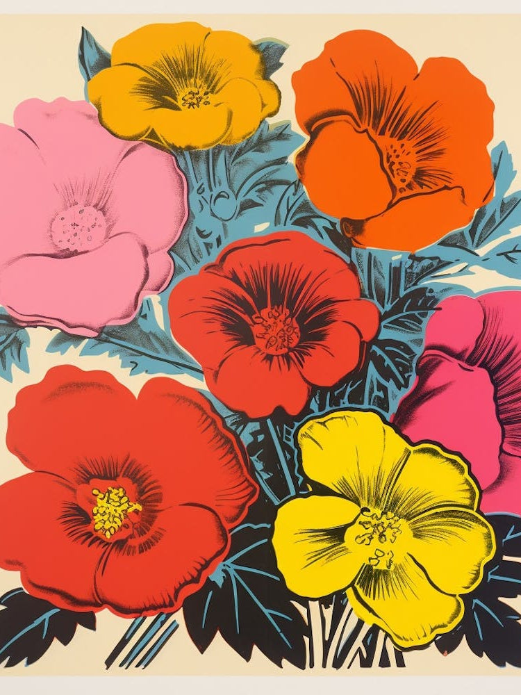 Andy Warhol Style Pop Art Florals 2