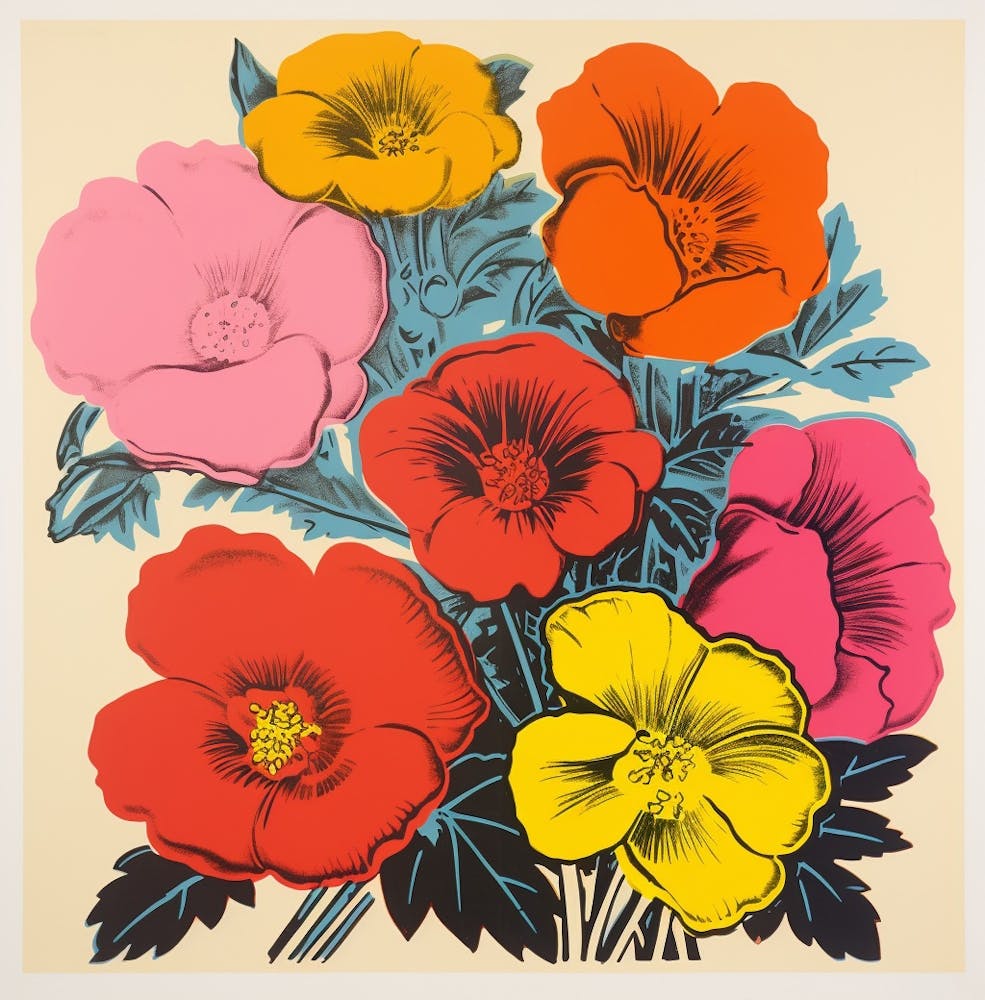 Andy Warhol Style Pop Art Florals 2