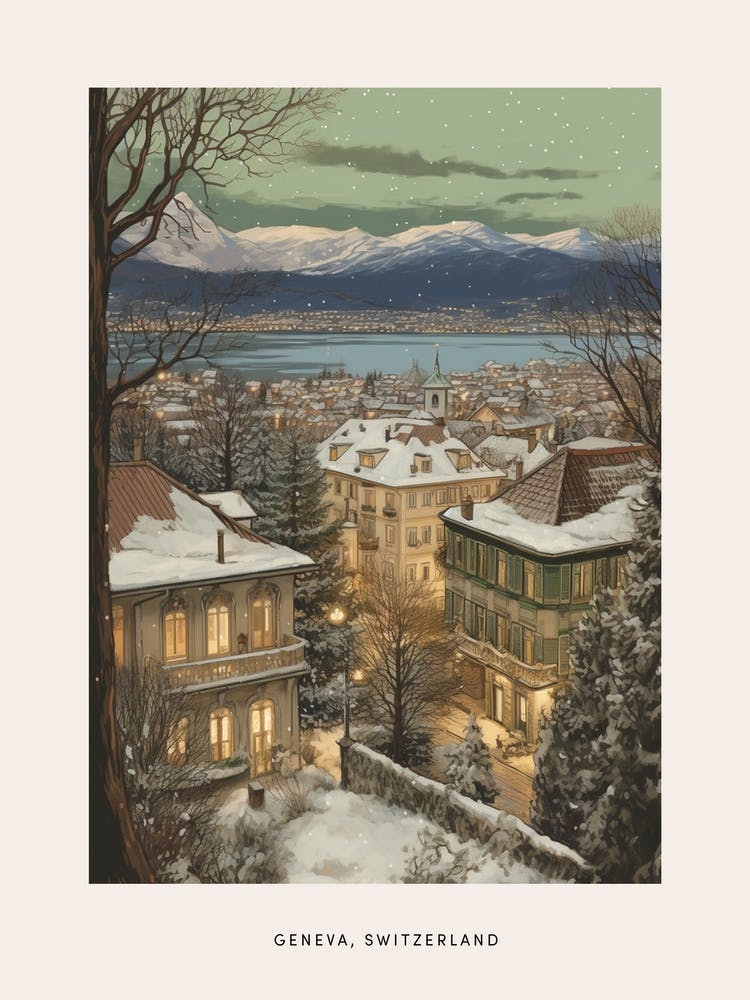 Vintage Winterposter Genf Schweiz 4