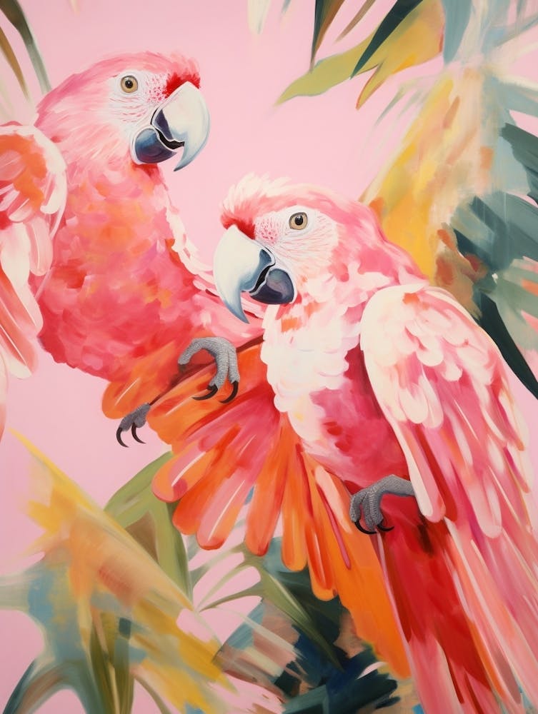 Pink Ethereal Bird Painting Macaw 8