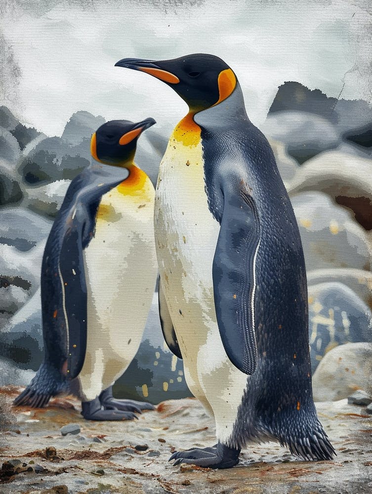 Königspinguin Floreana Island Farbblock-Malerei 1
