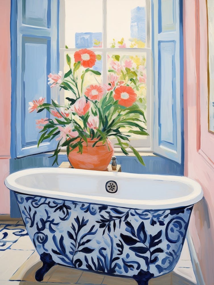 A Bathtube Full Of Snapdragon In A Bathroom 1