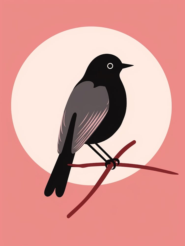 Minimalist Blackbird 4 Illustration