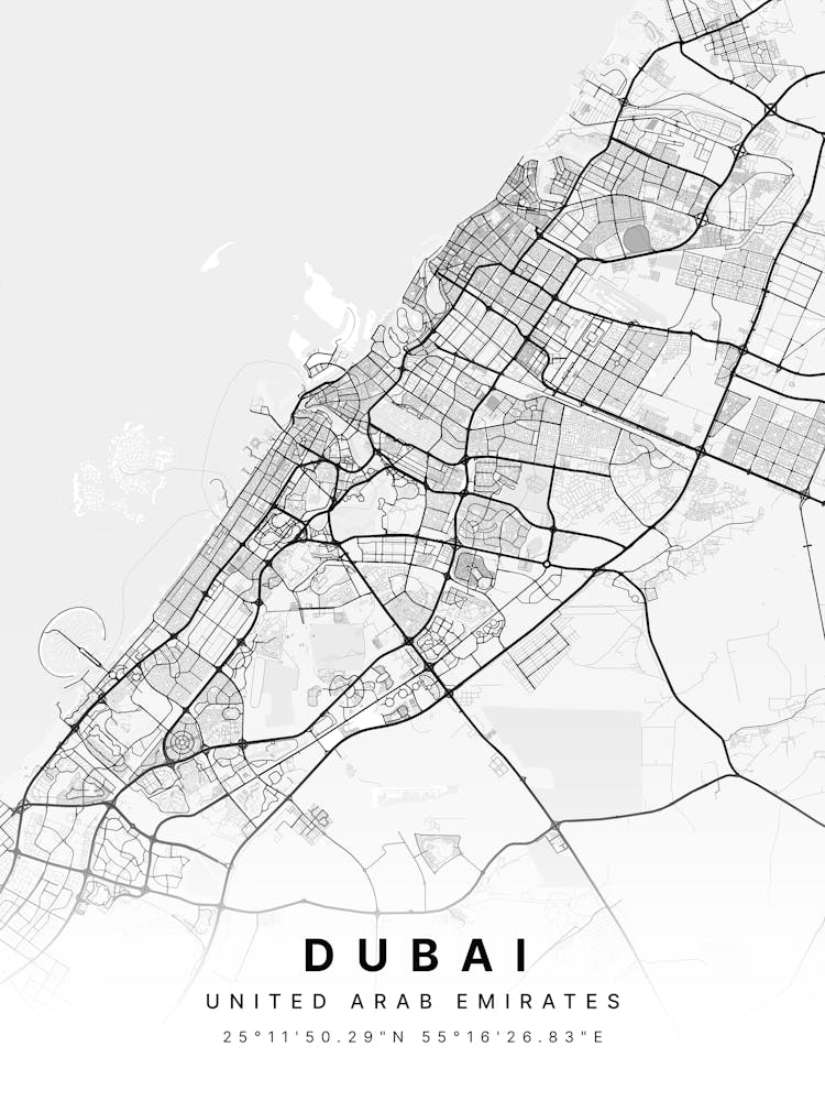 Dubai United Arab Emirates White Map