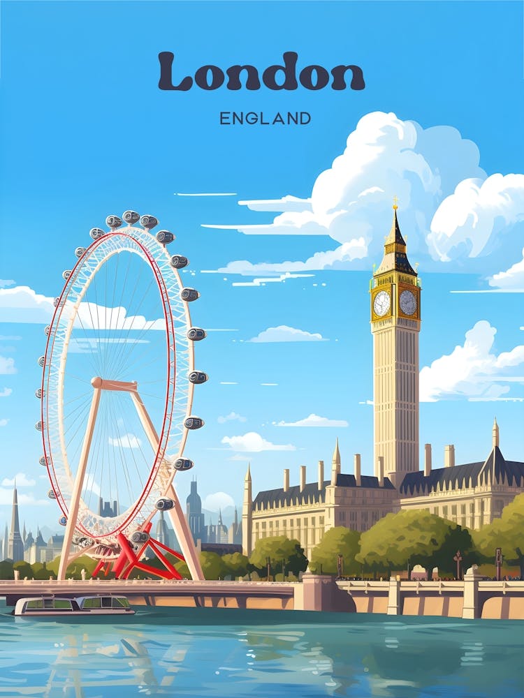 London England Summer Modern Travel Art