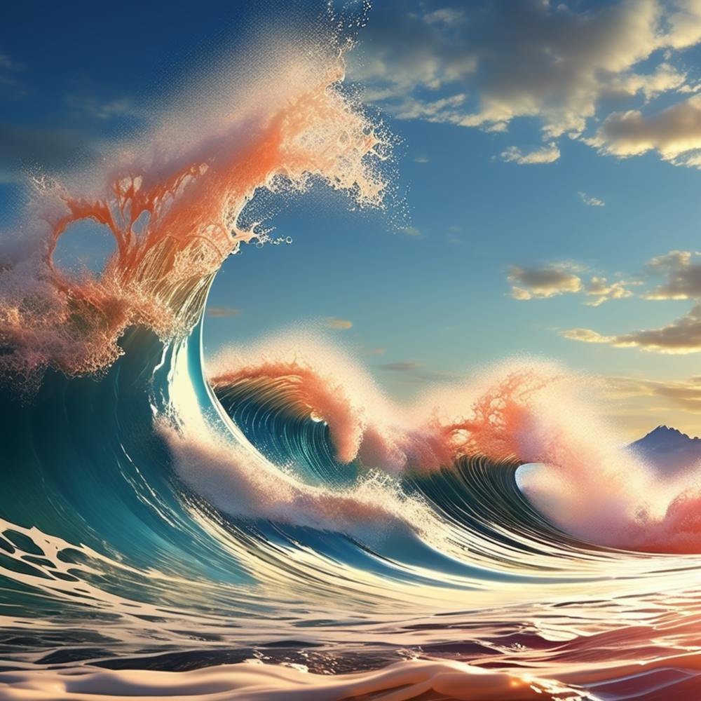 Ocean Waves At Sunset