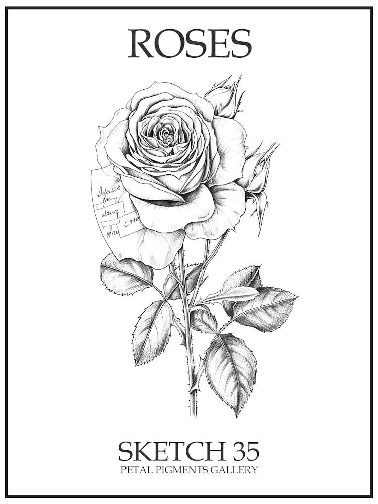Roses Sketch 35 Poster