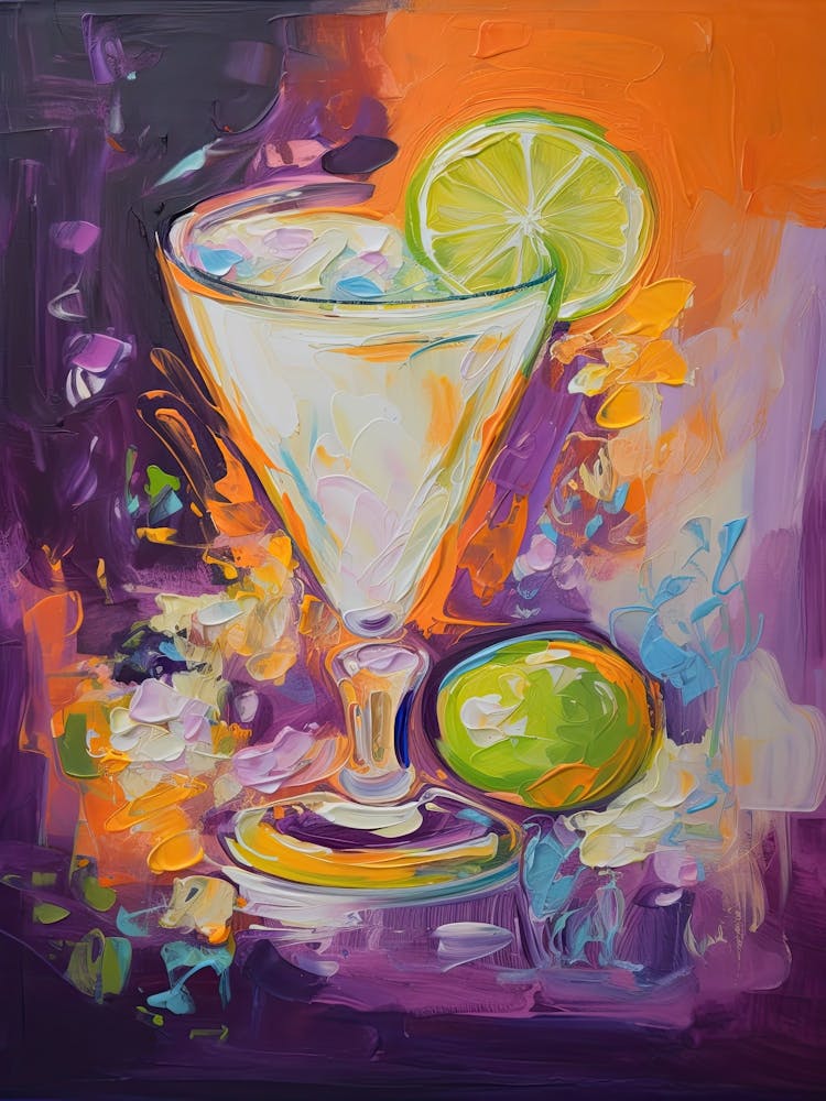 Pisco Sour Cocktail Oil Painting 1