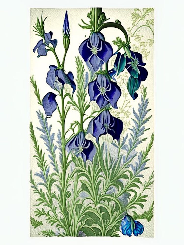 Rittersporn Floral 3 Botanisches Vintage-Poster Blume