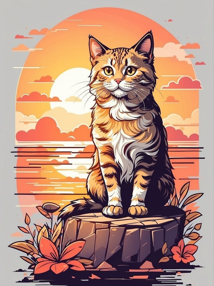 Cat At Sunset