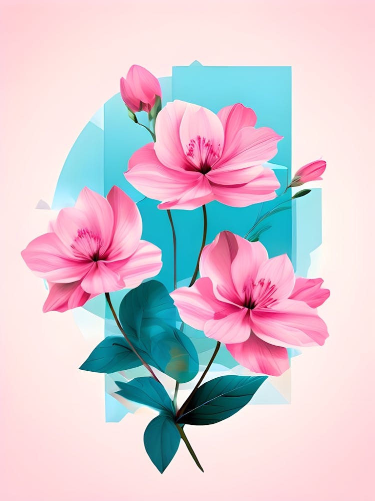 Pink Flowers On A Pink Background 2
