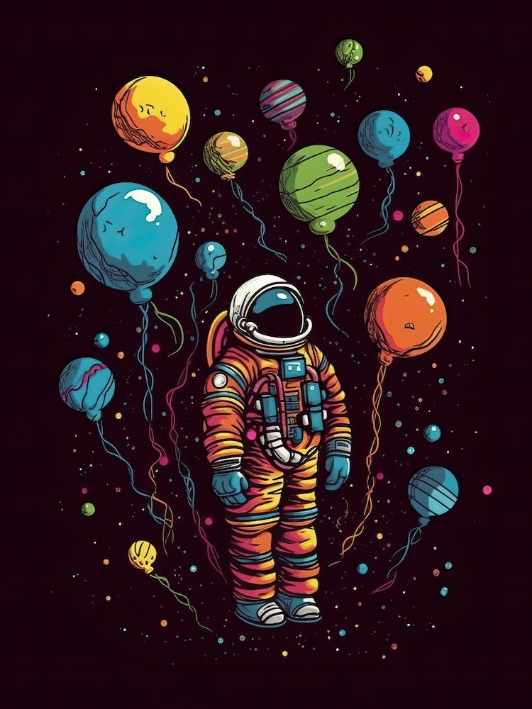 Playful Astronaut Colourful Illustration 2
