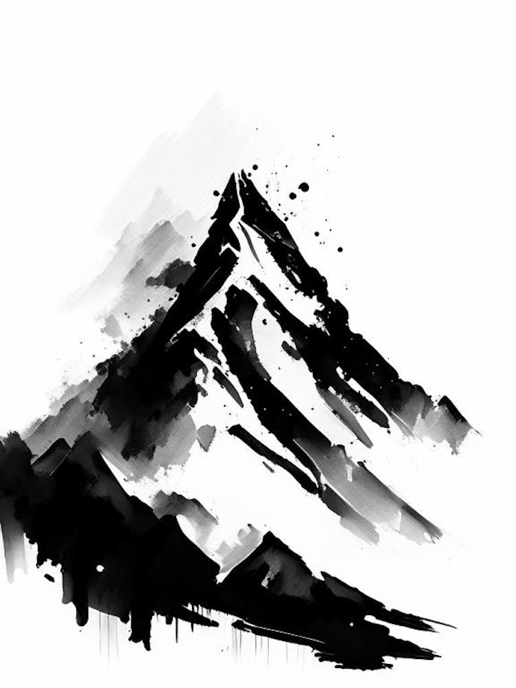 Mountain Peak Symbol Black And White Painting