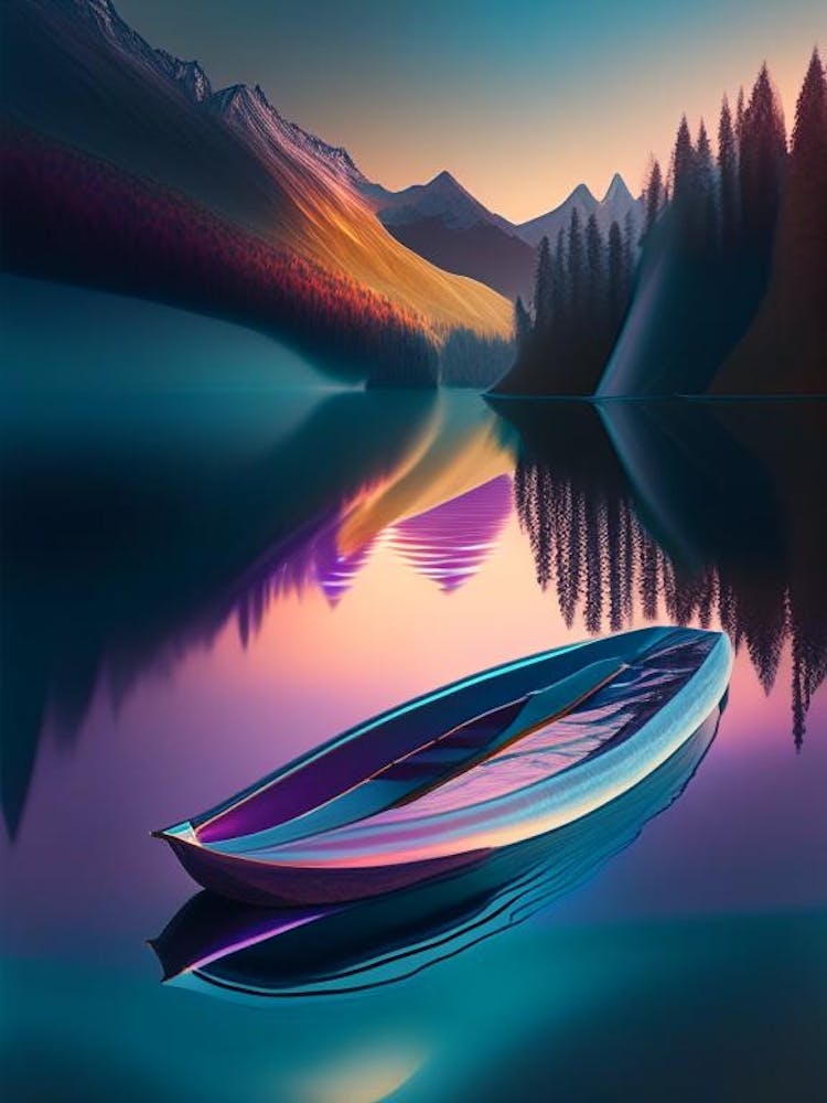 Kayak On Lake, Water, Waterscape Holographic 1