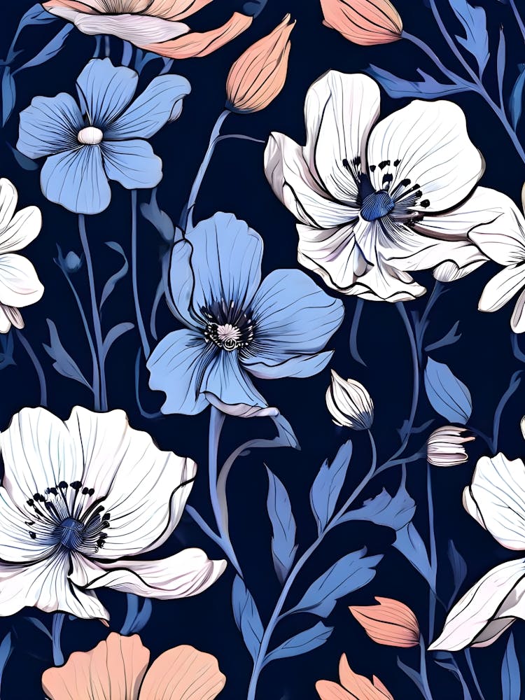Blaue und weiße Blumen