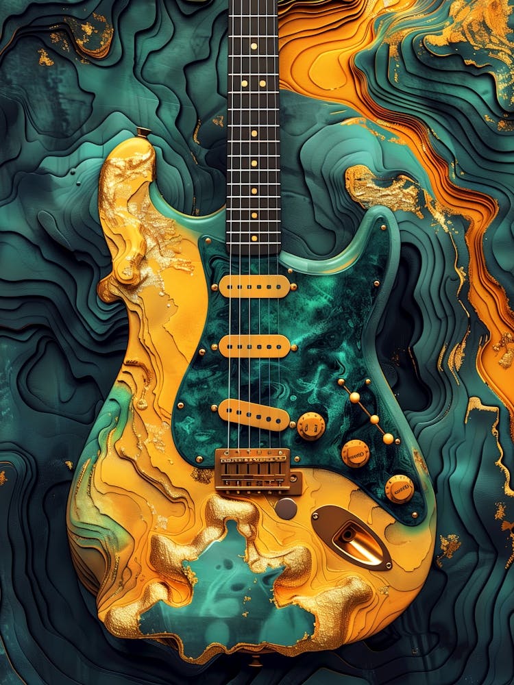 Gold Guitar music art
