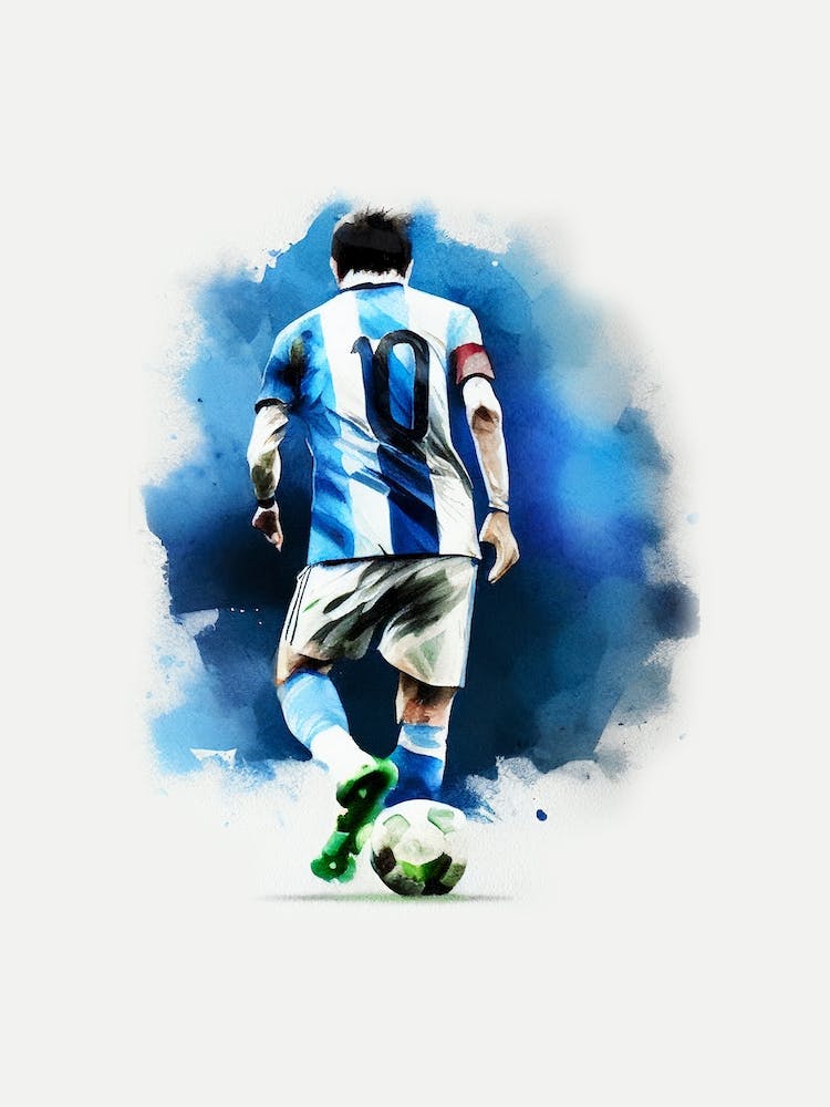 Lionel Messi Aquarell Argentinien Fußball-Weltmeisterschaft