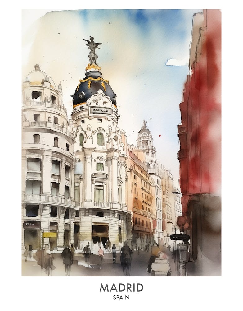 Madrid 1 Watercolour Travel Poster