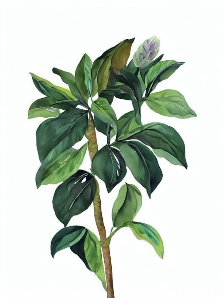 Arbuste à Neige (Breynia Nivosa) Aquarelle