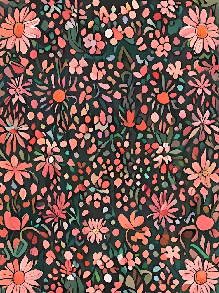 William Morris Flowers On A Black Background